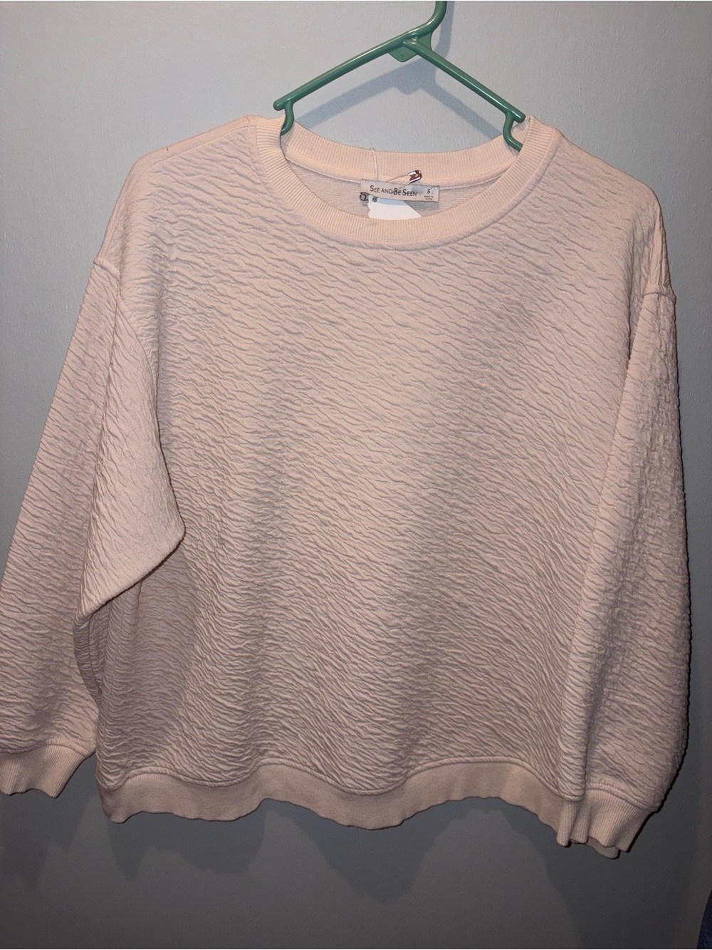 Soft Textured Crewneck Sweater - Cream